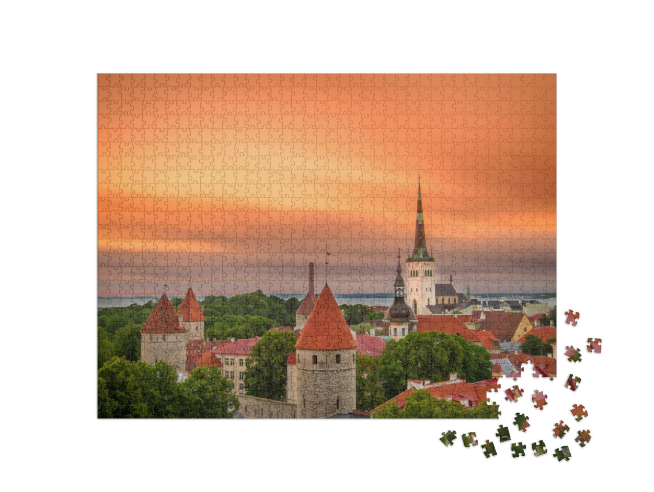 Puzzel 1000 stukjes „Iconisch uitzicht op de stad Tallinn, Estland“
