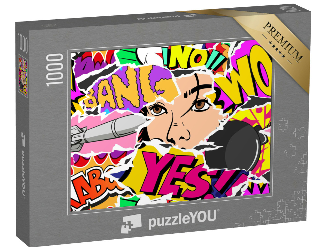 Puzzel 1000 stukjes „Collage van gescheurde stukken uit een stripblad“