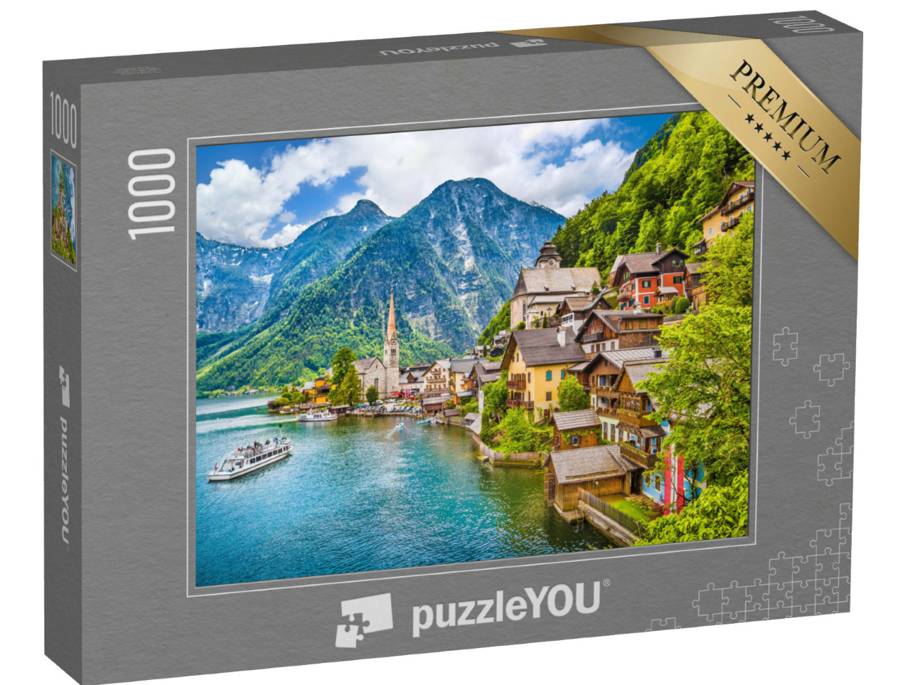 Puzzel 1000 stukjes „Bergdorp Hallstatt met het Hallstatt meer in het Salzkammergut“