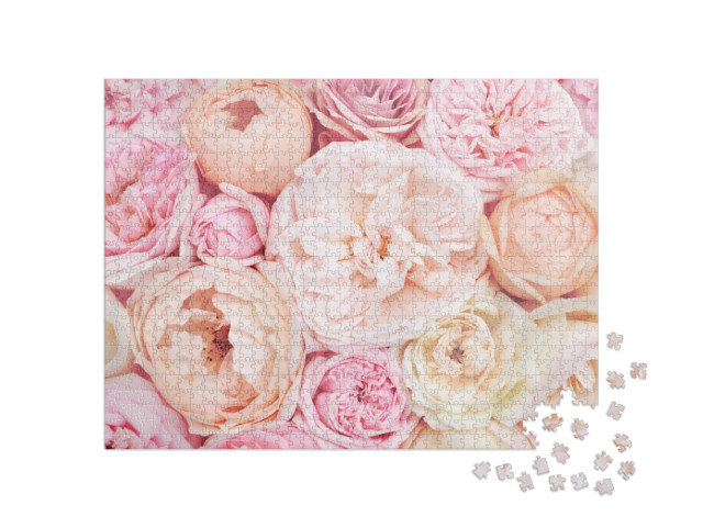 Puzzel 1000 stukjes „Zomerbloesems in zachtroze en pastelkleuren“
