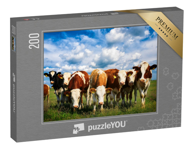 Puzzel 200 stukjes „Koeien op een groene zomerweide“