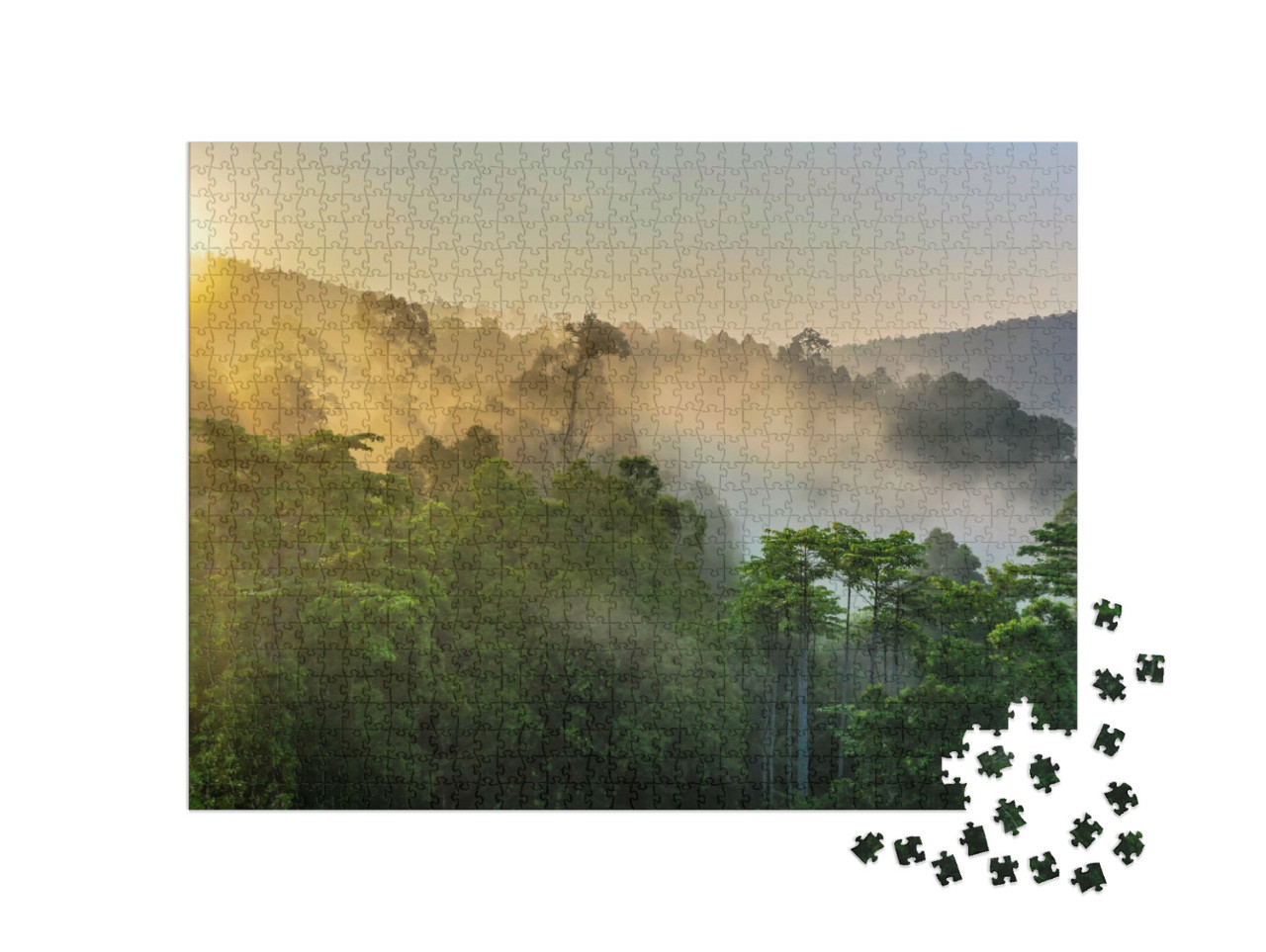 Puzzel 1000 stukjes „Tropisch regenwoud, adembenemend uitzicht op het regenwoud van Borneo“