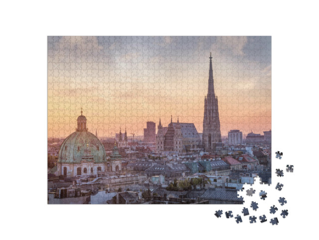 Puzzel 1000 stukjes „De skyline van Wenen met de Stephansdom, Oostenrijk“