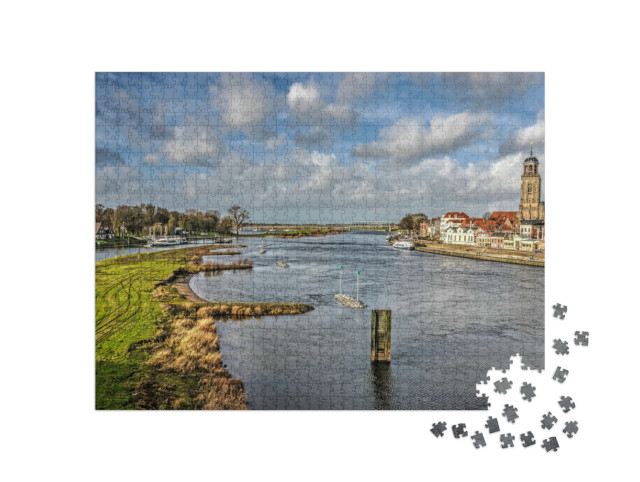 Puzzel 1000 stukjes „Uitzicht op de IJssel en de stad Deventer vanaf de Wilhelminabrug“