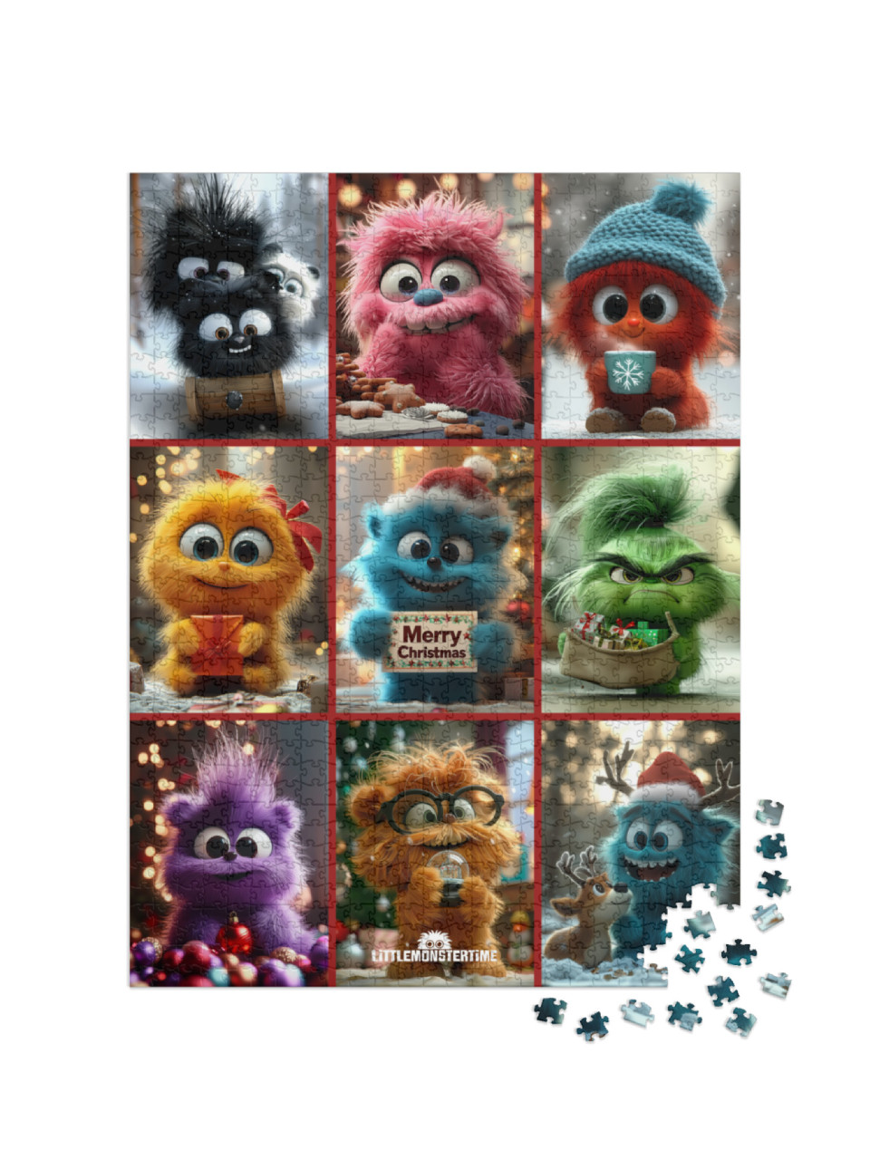 Puzzel 1000 stukjes „LITTLEMONSTERTIME: Kerst collage“