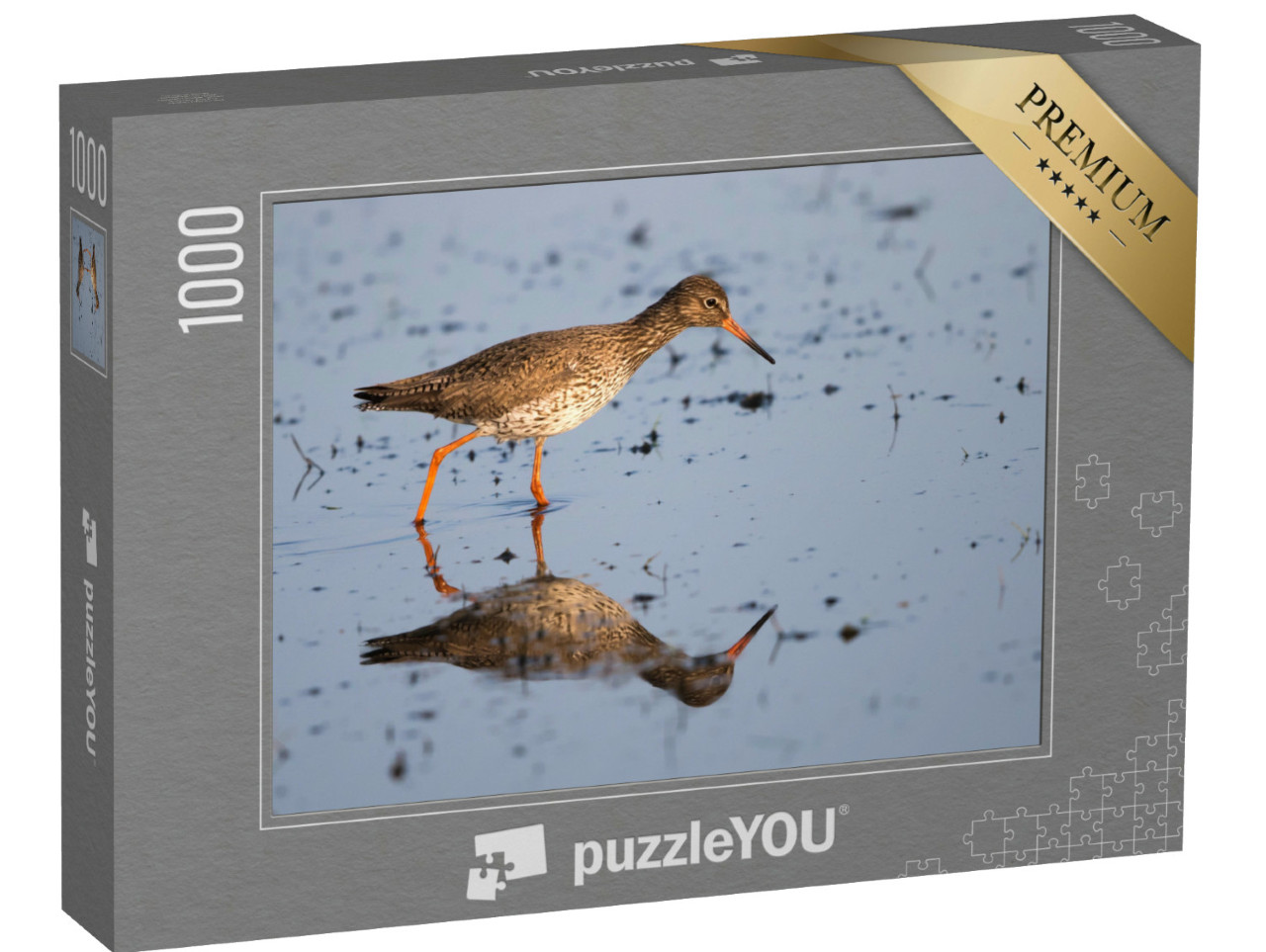 Puzzel 1000 stukjes „Tureluur loopt door het water, Texel, Nederland“
