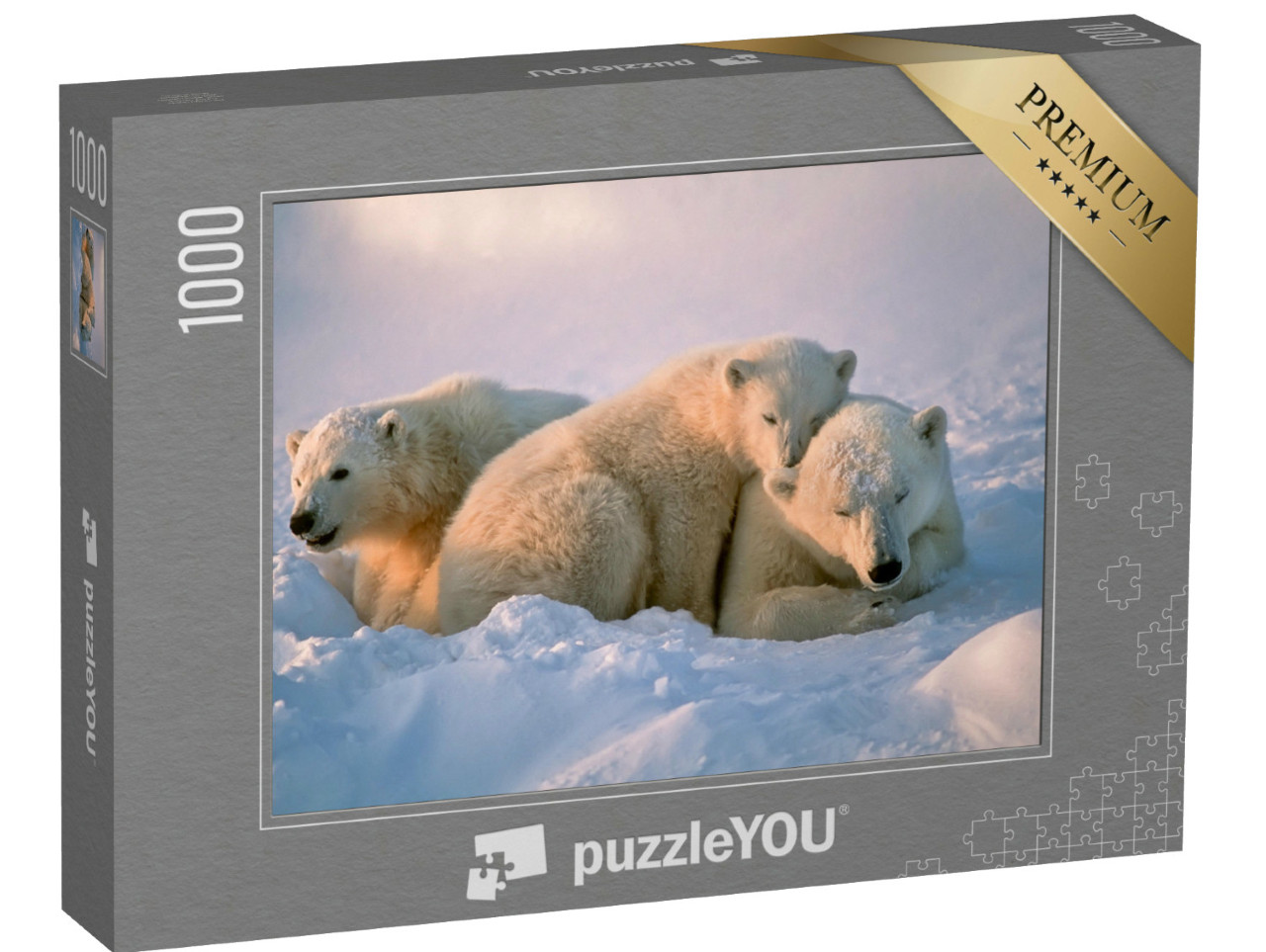 Puzzel 1000 stukjes „Ijsbeer met haar welpen“