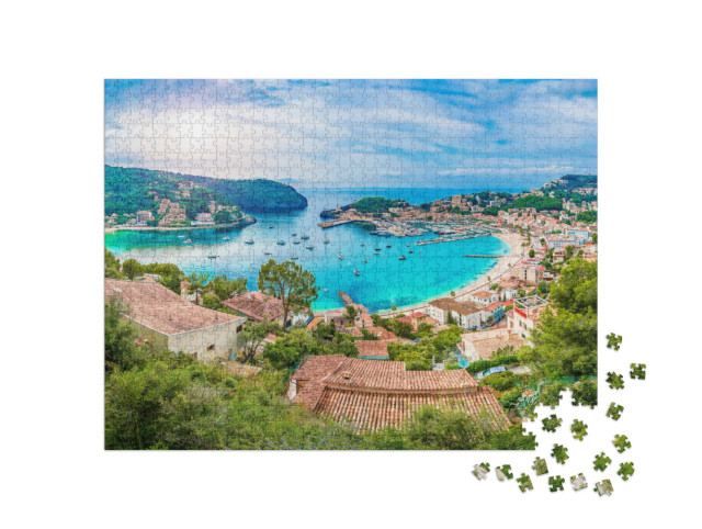 Puzzel 1000 stukjes „Panoramisch uitzicht op Porte de Soller, Palma Mallorca, Spanje“