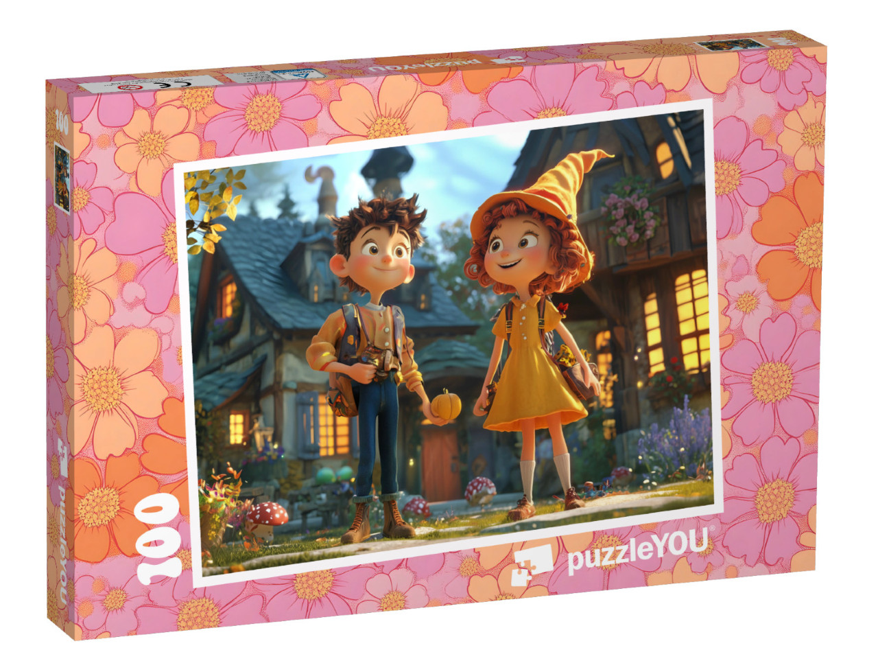 Puzzel 100 stukjes „Jongen en meisje op reis in een magisch land“