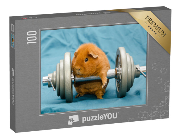 Puzzel 100 stukjes „Kleine cavia op een gigantische halter“