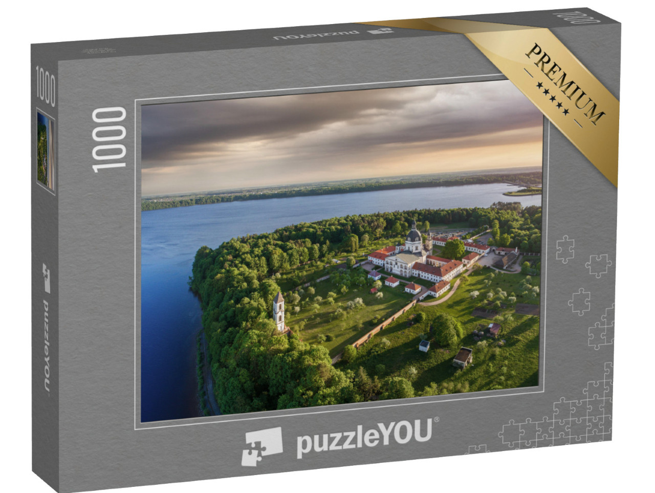 Puzzel 1000 stukjes „Luchtfoto van het Pazaislis klooster bij Kaunas, Litouwen“