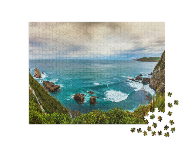 Puzzel 1000 stukjes „Schuimende branding voor de storm, Zuidereiland, Nieuw-Zeeland“
