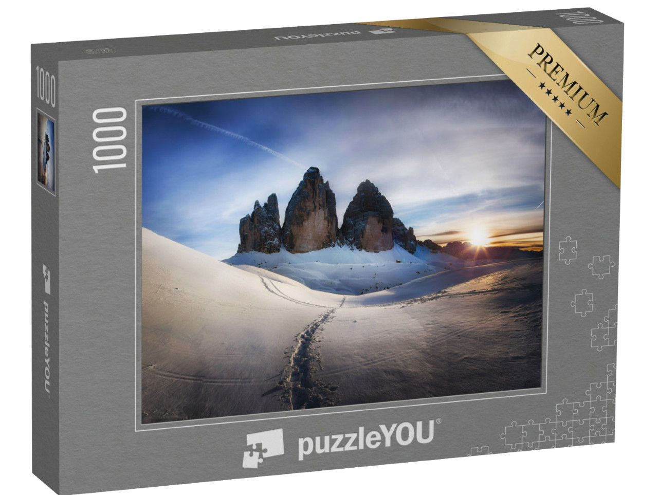 Puzzel 1000 stukjes „Winterochtend op de drie toppen, Dolomieten, Italië“
