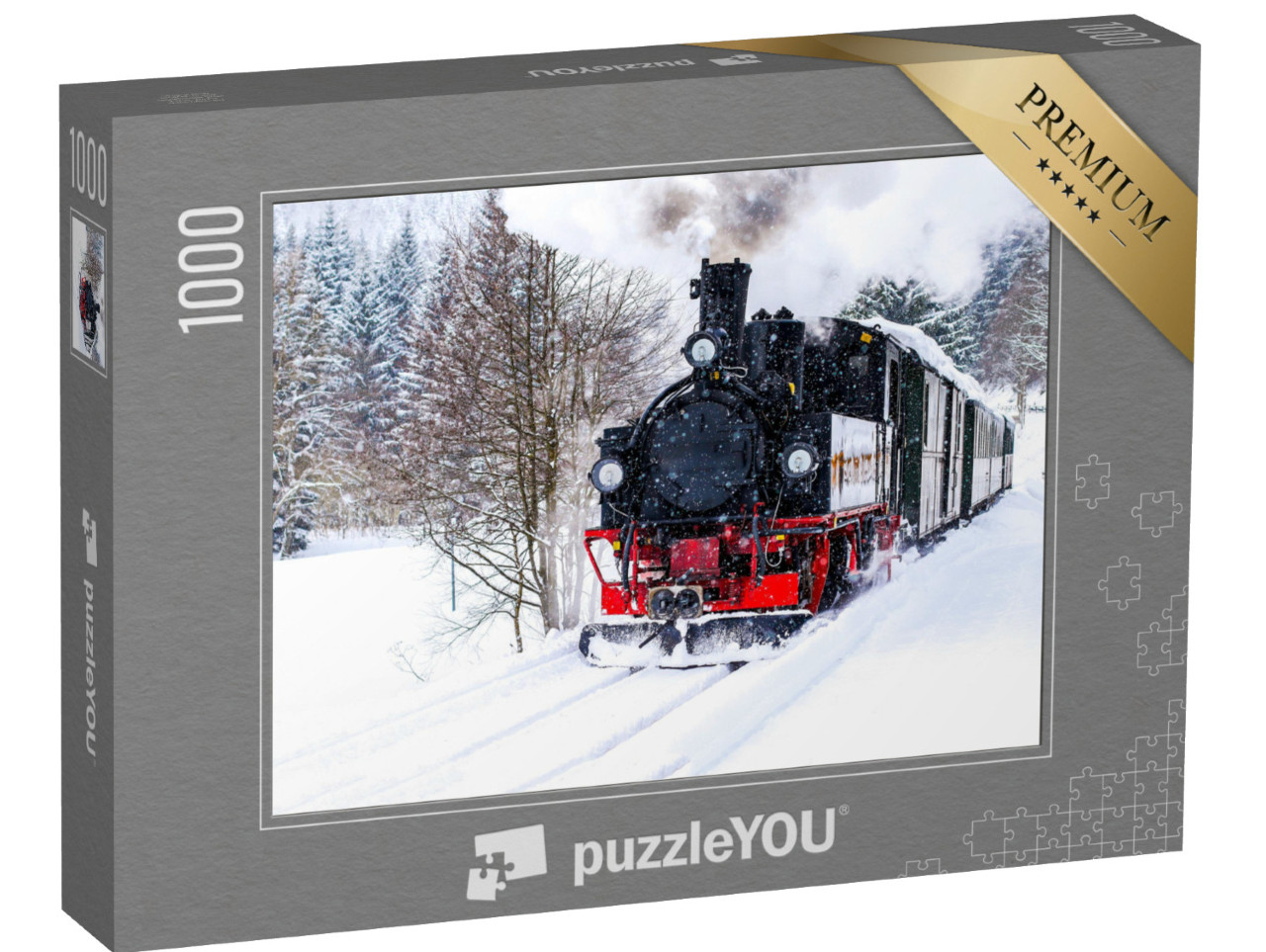 Puzzel 1000 stukjes „Stoomtreinreis door het winterlandschap“