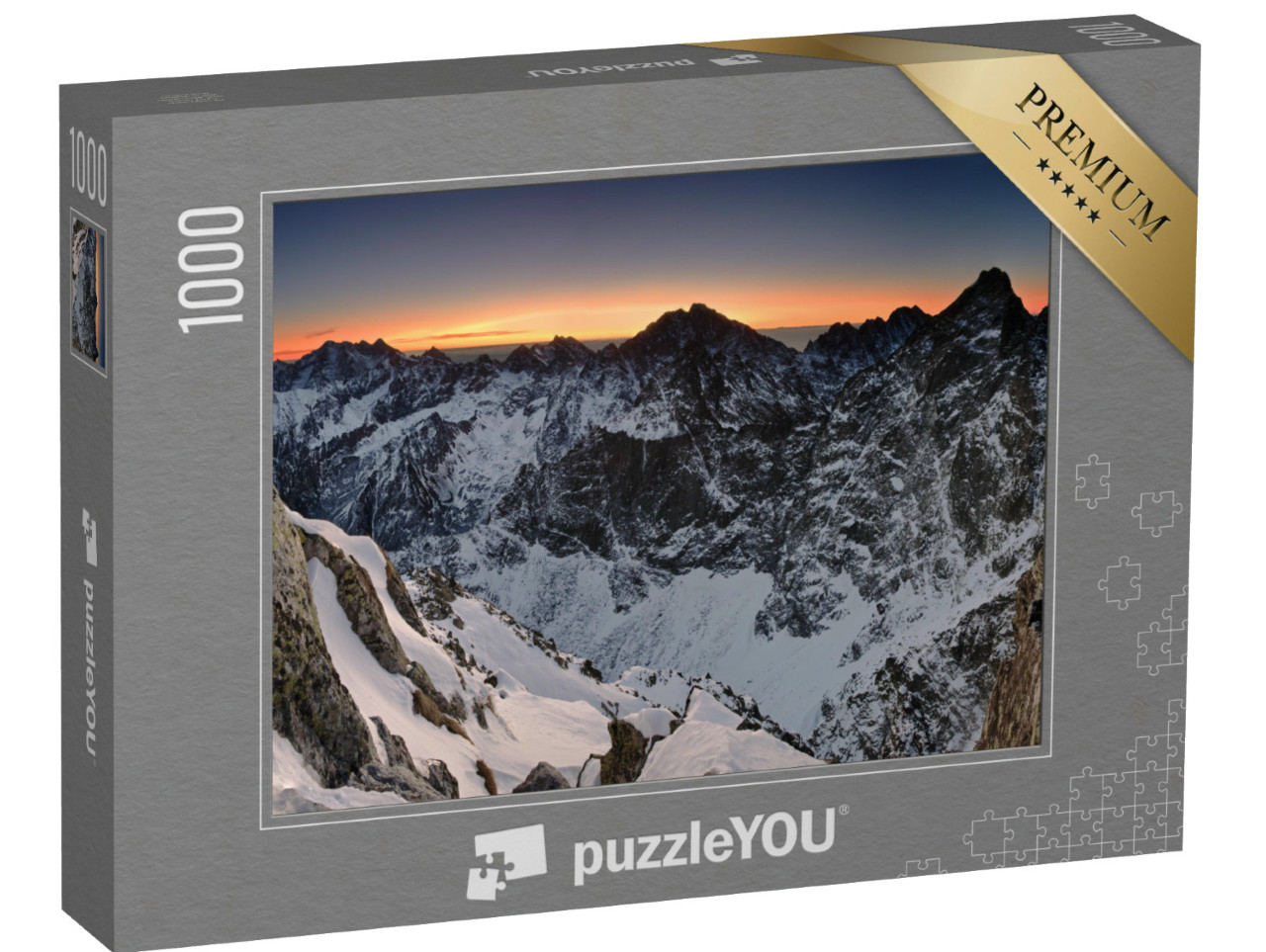 Puzzel 1000 stukjes „Zonsopgang op de rotsachtige berg“