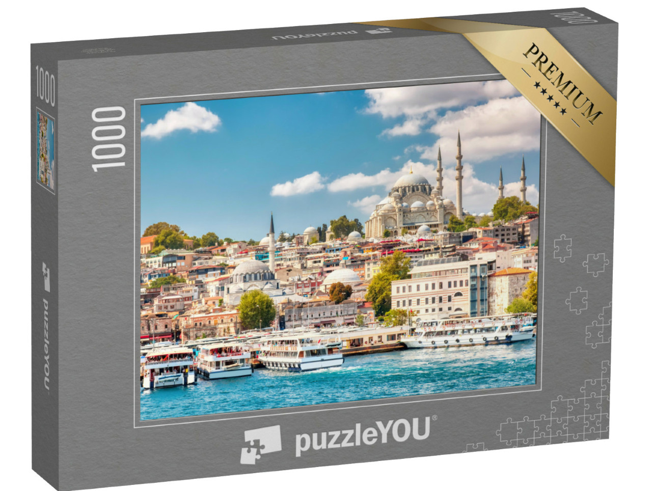 Puzzel 1000 stukjes „Gouden Hoorn baai van Istanbul met uitzicht op Süleymaniye“