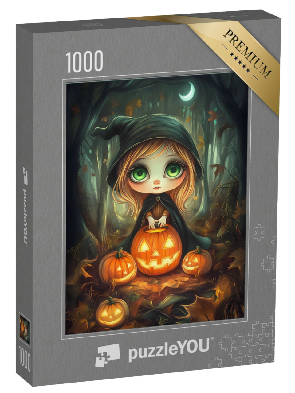 Puzzel 1000 stukjes „Heks op Halloweenavond“