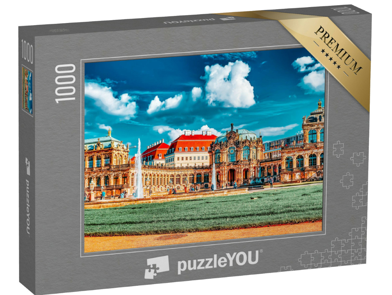 Puzzel 1000 stukjes „Panoramisch uitzicht op de Zwinger, koninklijk paleis in Dresden“