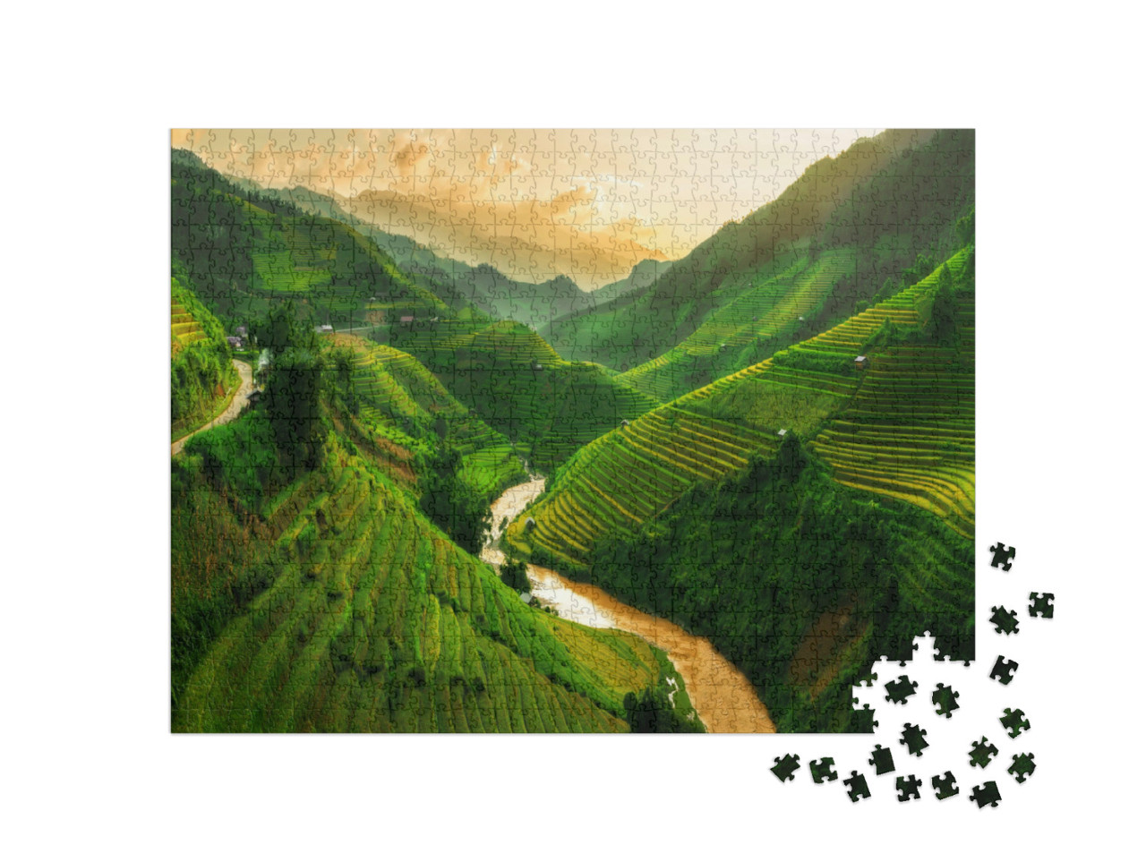 Puzzel 1000 stukjes „Mu Cang Chai, rijstveldterrassen bij Sapa, Noord-Vietnam“