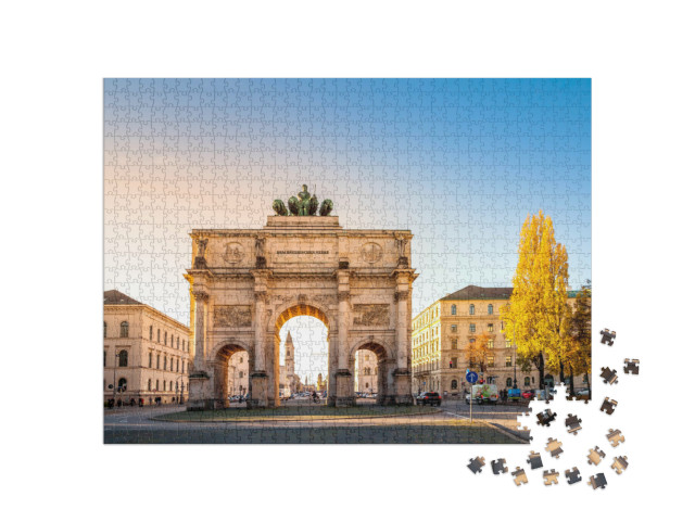 Puzzel 1000 stukjes „De Overwinningspoort: een bezienswaardigheid van München, Beieren“