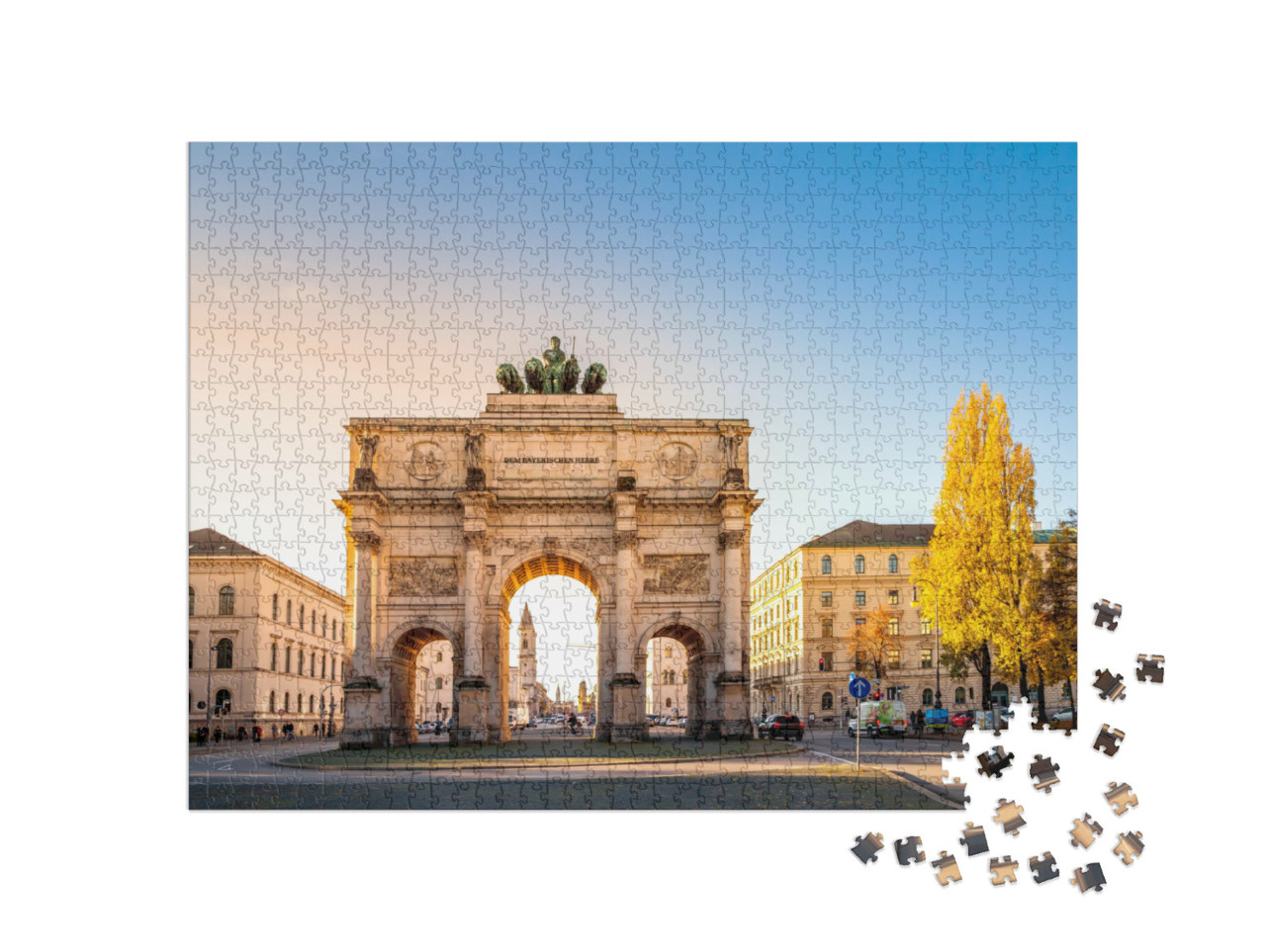 Puzzel 1000 stukjes „De Overwinningspoort: een bezienswaardigheid van München, Beieren“