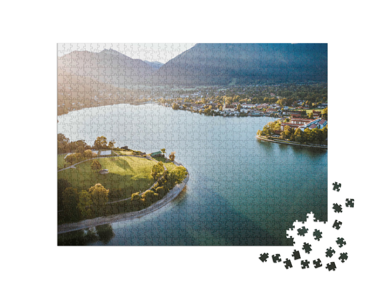 Puzzel 1000 stukjes „Uitzicht over de uitlopers van de Tegernsee Alpen in Beieren“