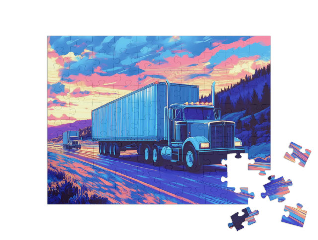 Puzzel 100 stukjes „Nachtrit met de vrachtwagen“