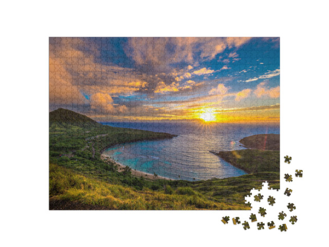 Puzzel 1000 stukjes „Zonsopgang boven Hanauma Bay op Oahu, Hawaii“