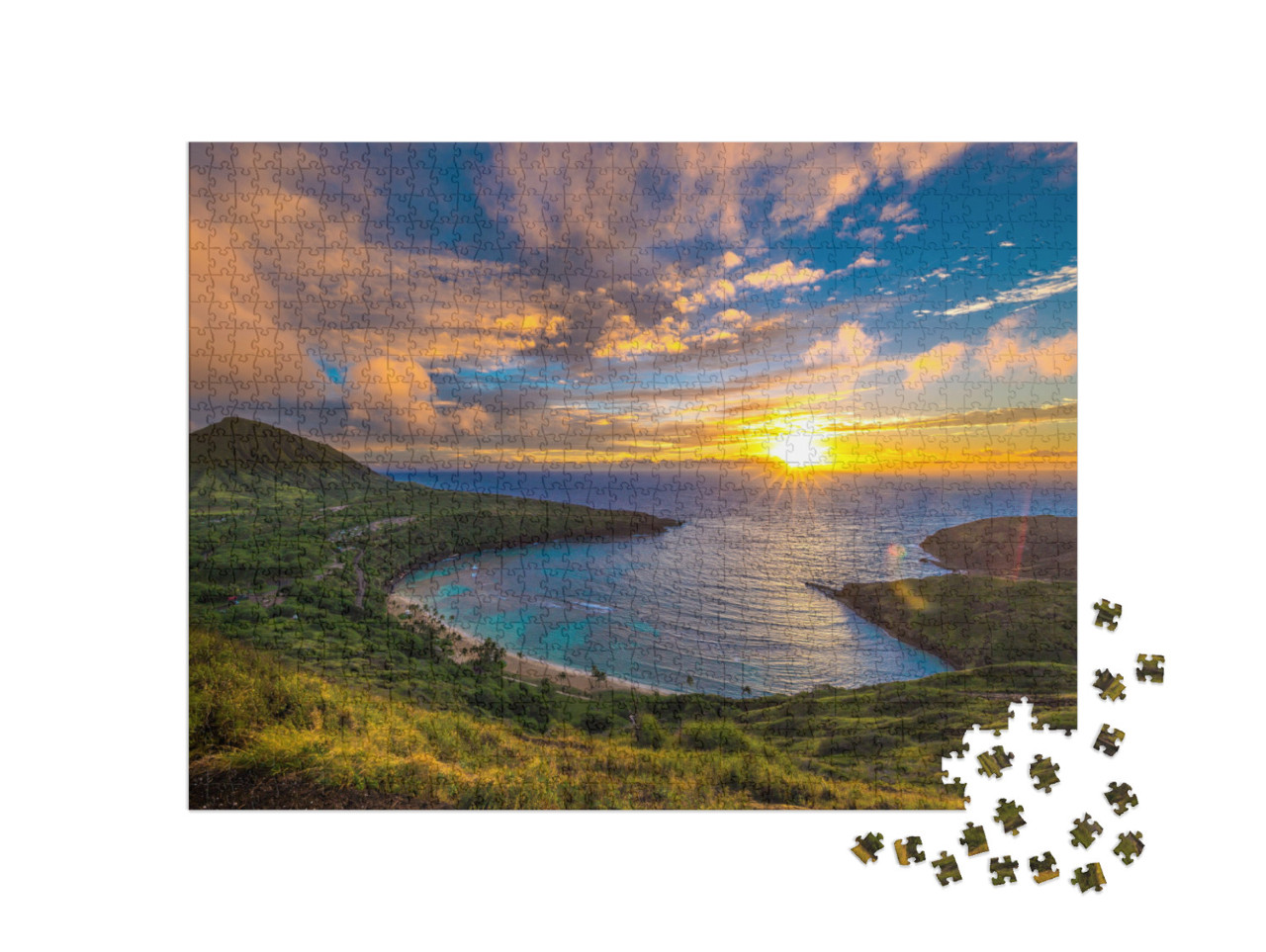 Puzzel 1000 stukjes „Zonsopgang boven Hanauma Bay op Oahu, Hawaii“
