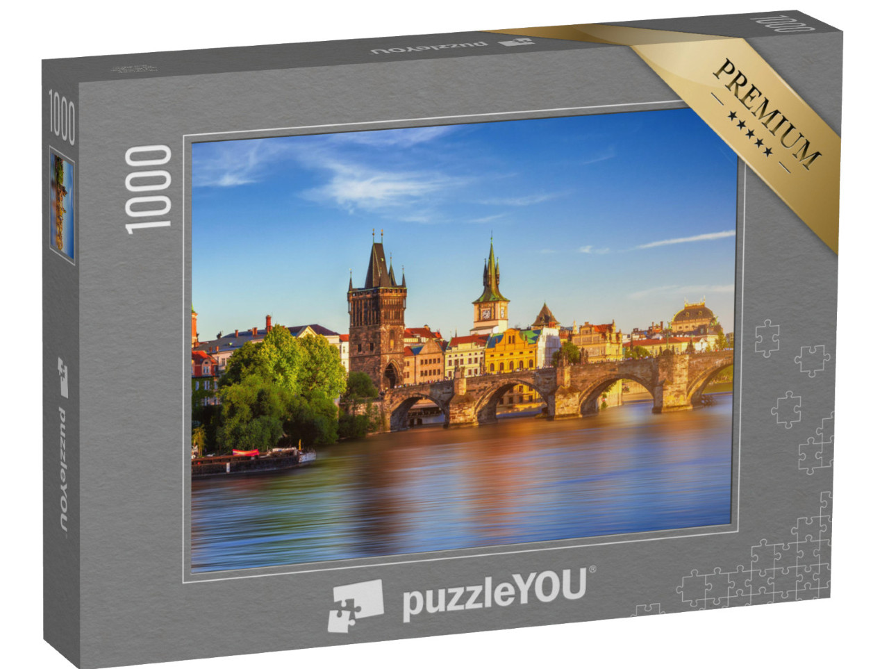 Puzzel 1000 stukjes „Luchtfoto van de oude binnenstad van Praag met pier, Tsjechië“