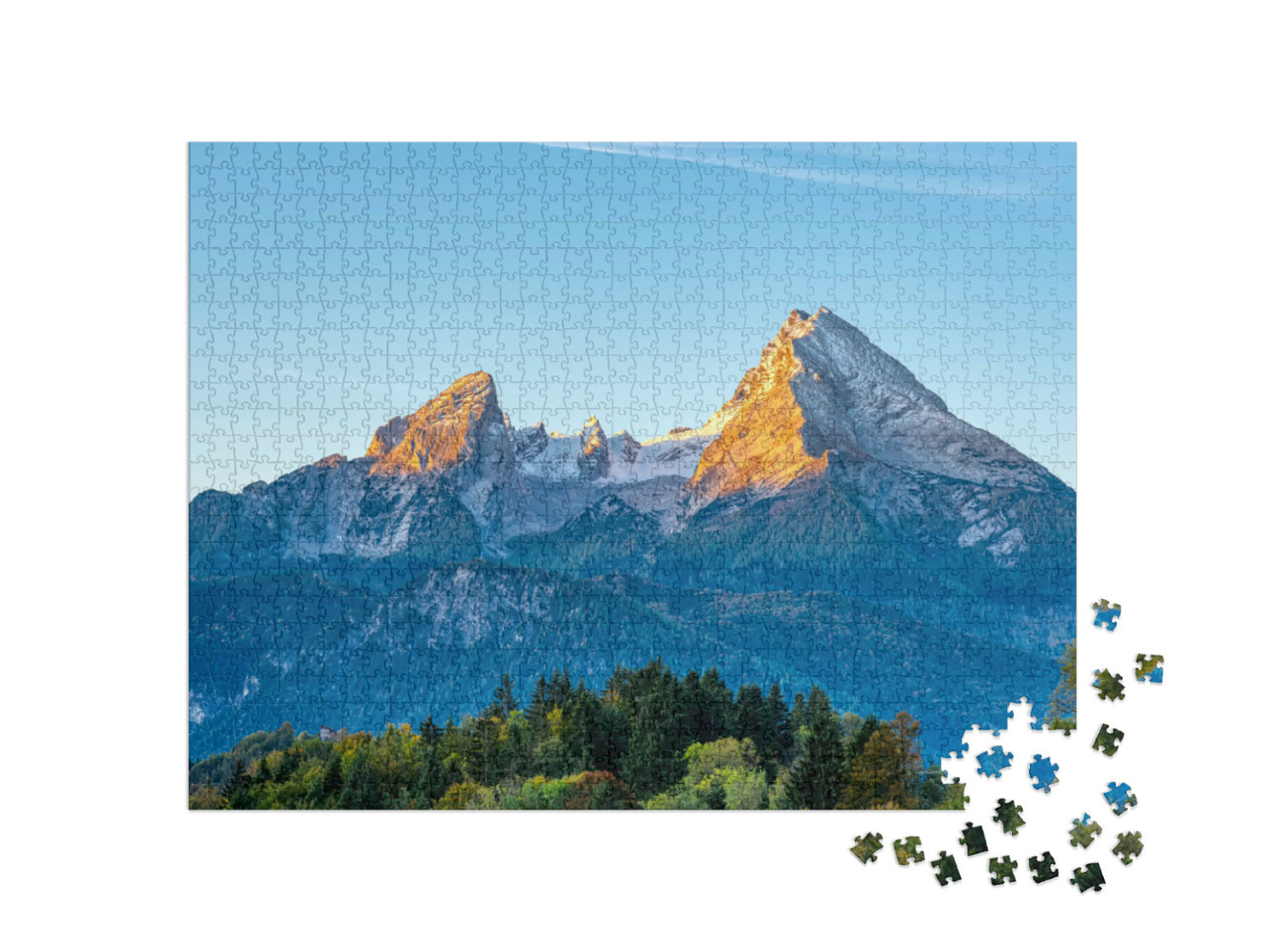 Puzzel 1000 stukjes „Ochtendzon op de Watzmann in de Beierse Alpen“