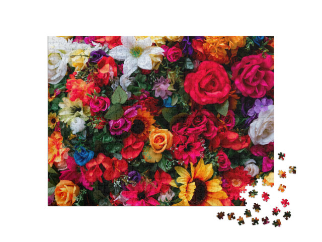 Puzzel 1000 stukjes „Een zee van bloemen“