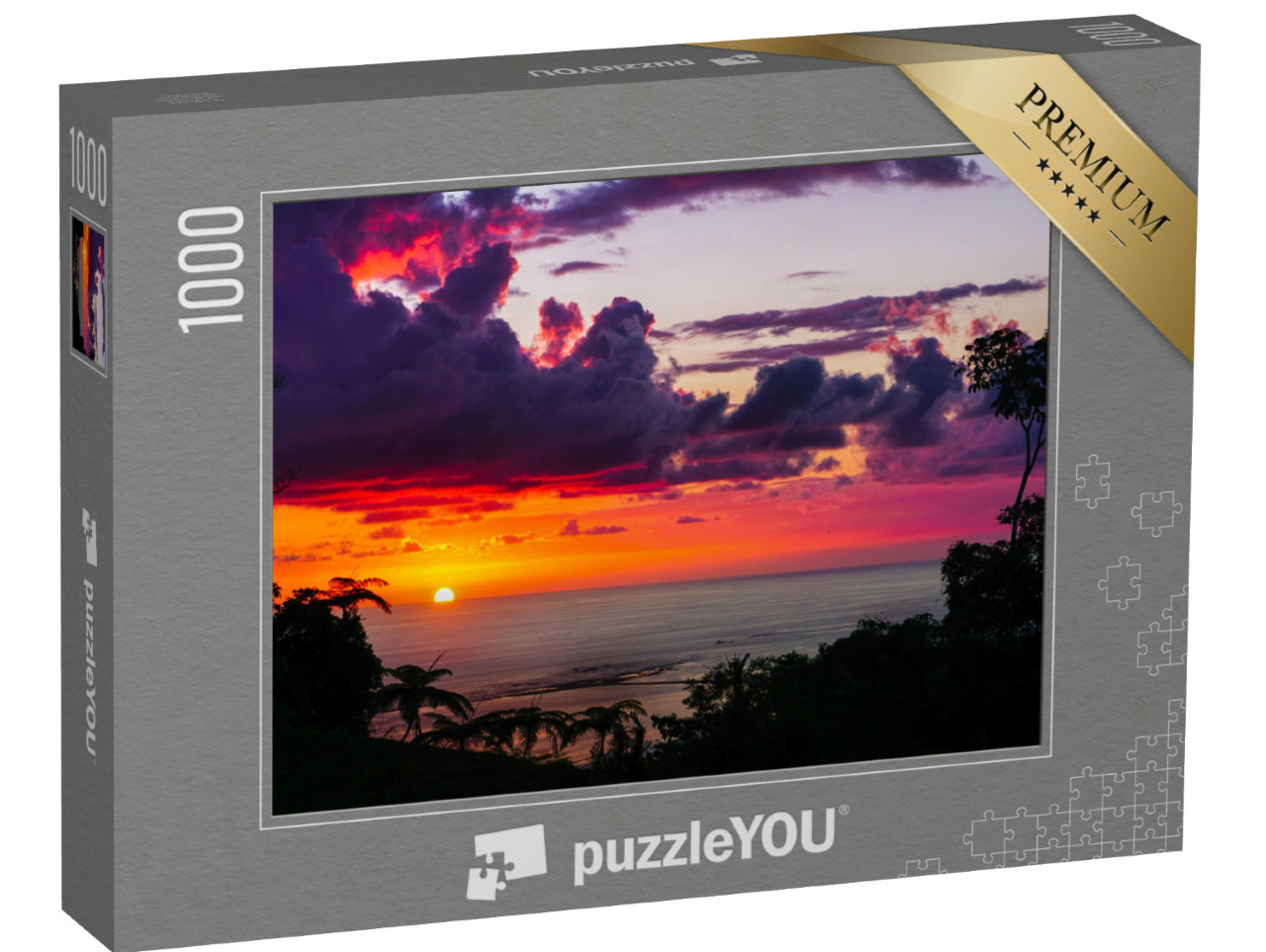 Puzzel 1000 stukjes „Spectaculaire zonsondergang boven de jungle“