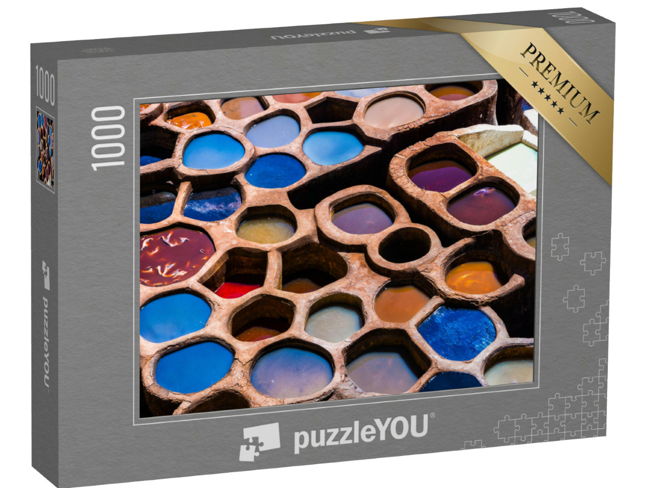 Puzzel 1000 stukjes „Schitterende handgemaakte kleuren in Fez, Marokko“