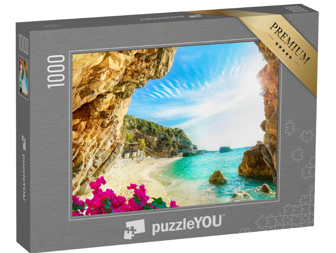 Puzzel 1000 stukjes „Prachtig uitzicht over de zee en het strand van Corfu, Griekenland“