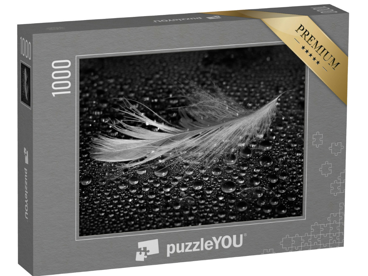Puzzel 1000 stukjes „Licht veertje te midden van waterdruppels“