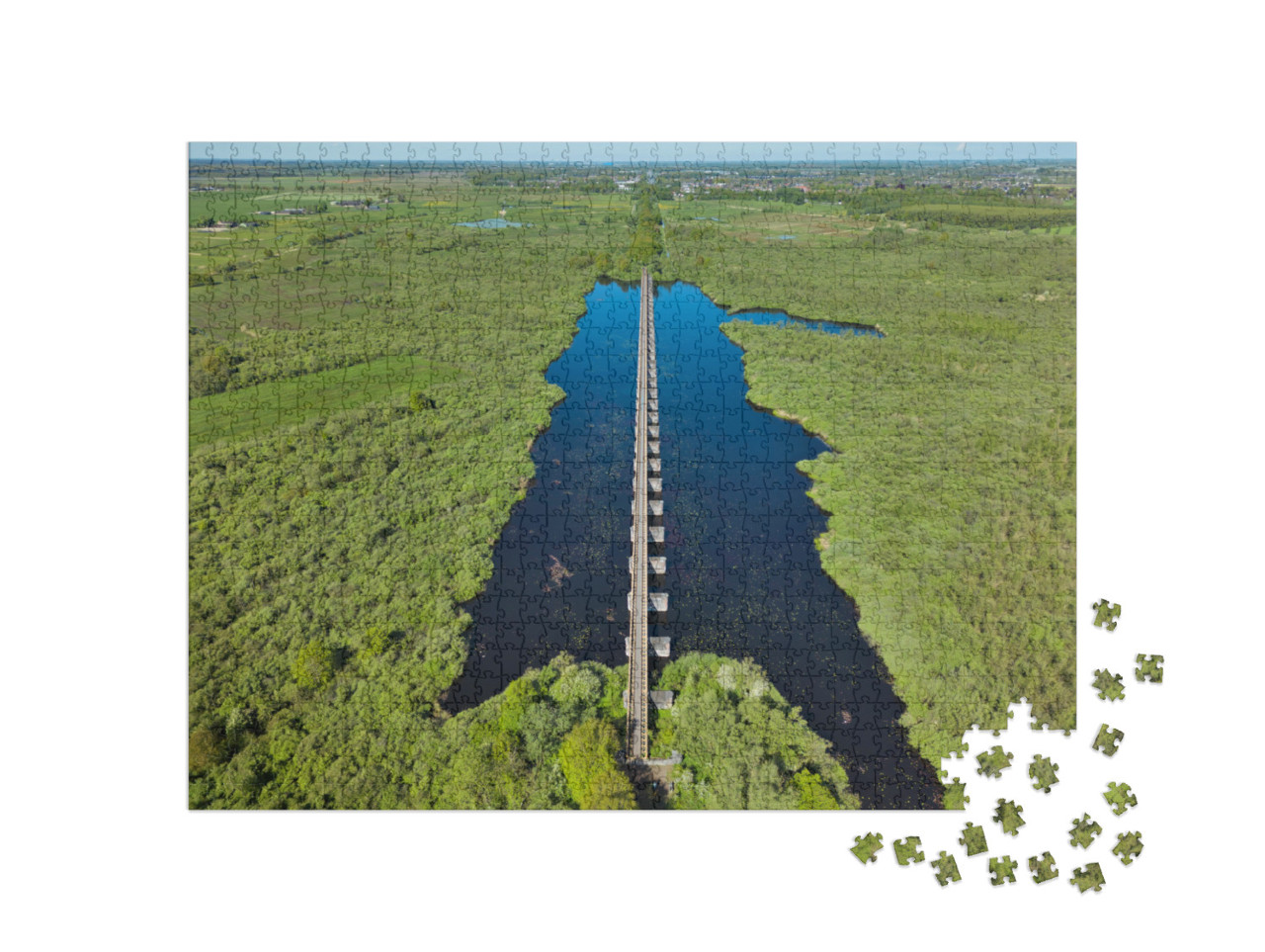 Puzzel 1000 stukjes „Luchtfoto van de Moerputtenbrug, bij 's-Hertogenbosch“