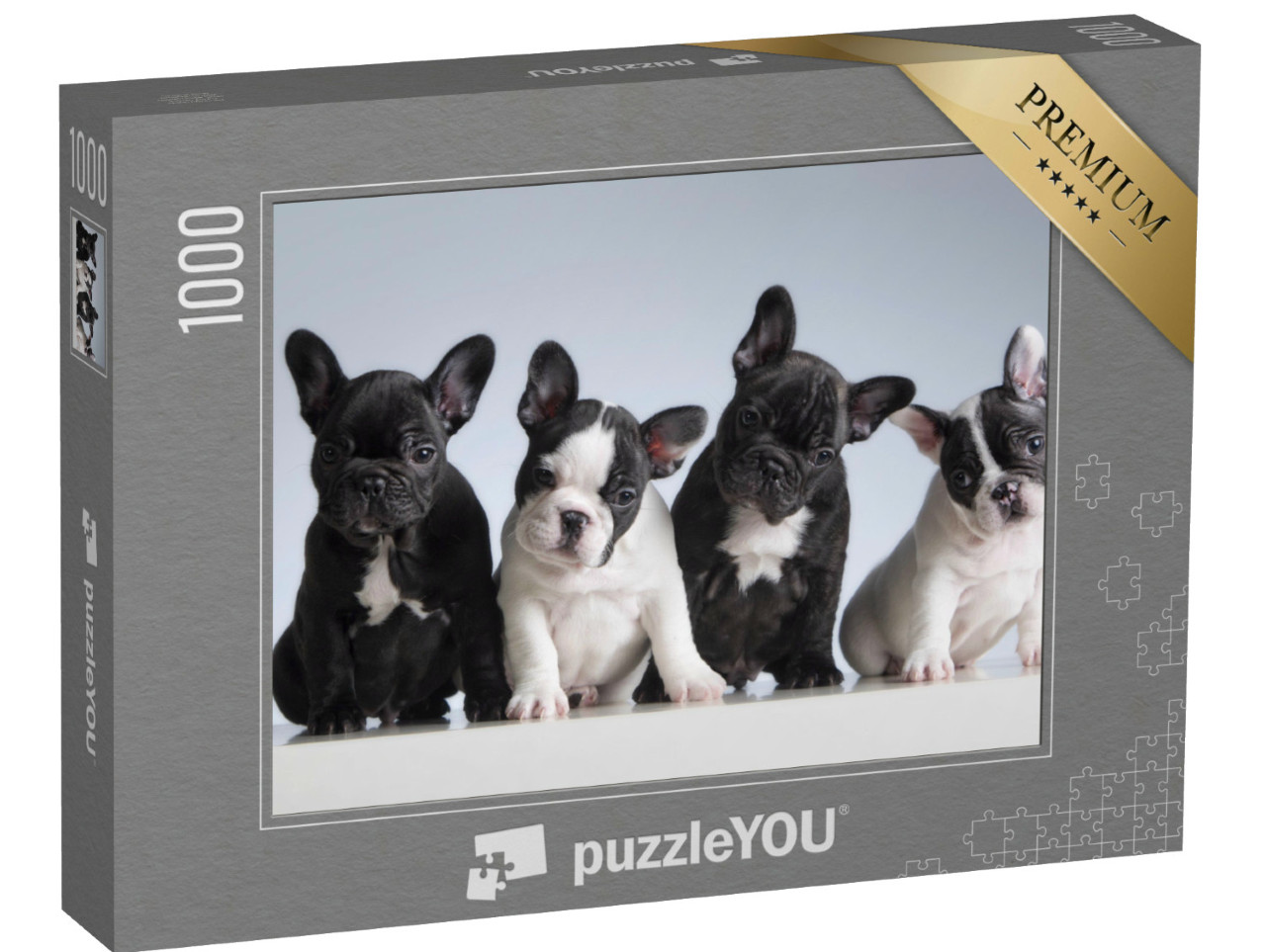Puzzel 1000 stukjes „Vier Franse Bulldogs“