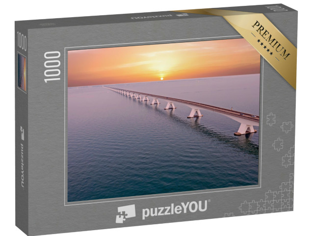 Puzzel 1000 stukjes „Luchtfoto van de langste Zeeuwse brug in Nederland“