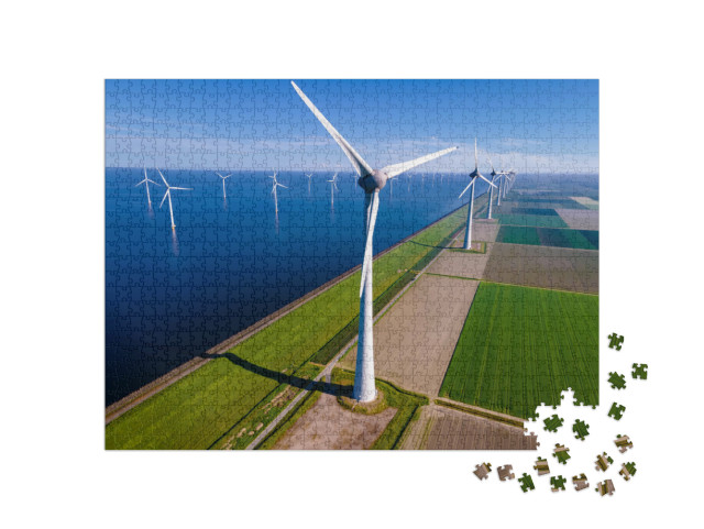 Puzzel 1000 stukjes „Offshore windmolenpark in zee, Ijsselmeer“