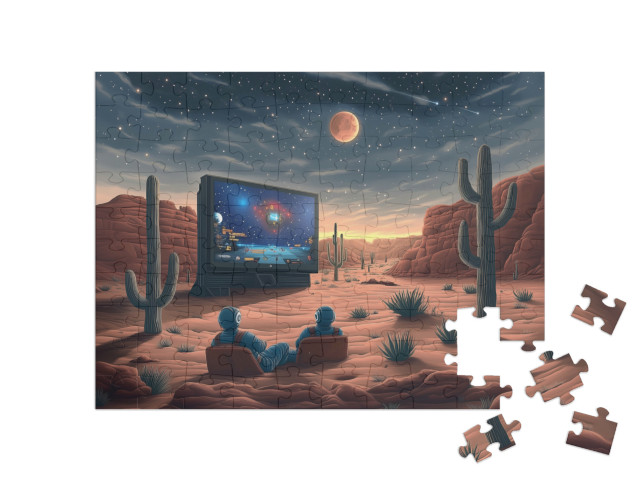 Puzzel 100 stukjes „Schaduwen van de maan en woestijnspelletjes“