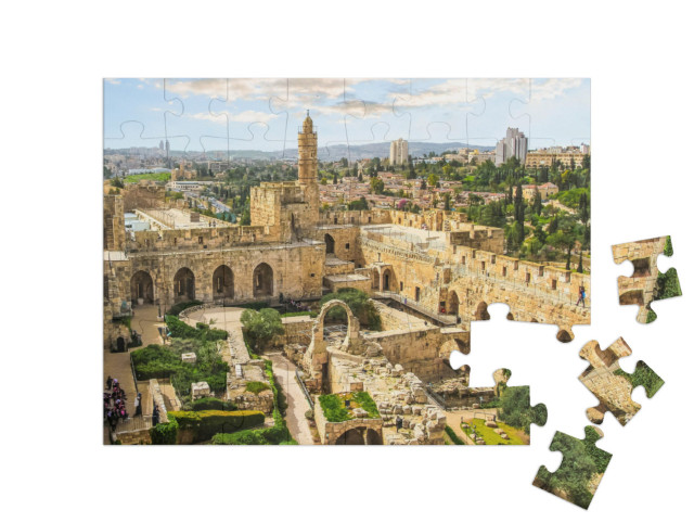 Puzzel 48 stukjes „Panoramisch uitzicht op de oude citadel, Jeruzalem, Israël“