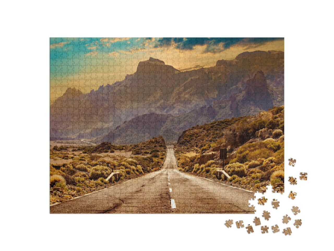 Puzzel 1000 stukjes „Weg door het schilderachtige landschap van het natuurpark van Tenerife“