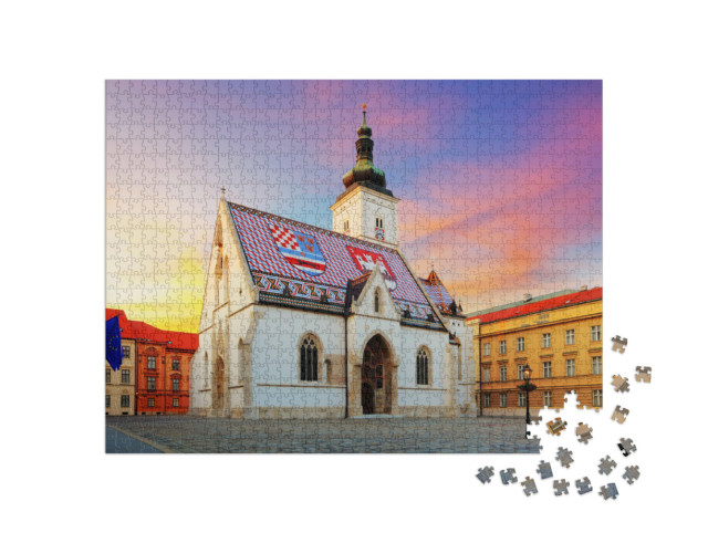 Puzzel 1000 stukjes „Kerk van Zagreb: San Marco“