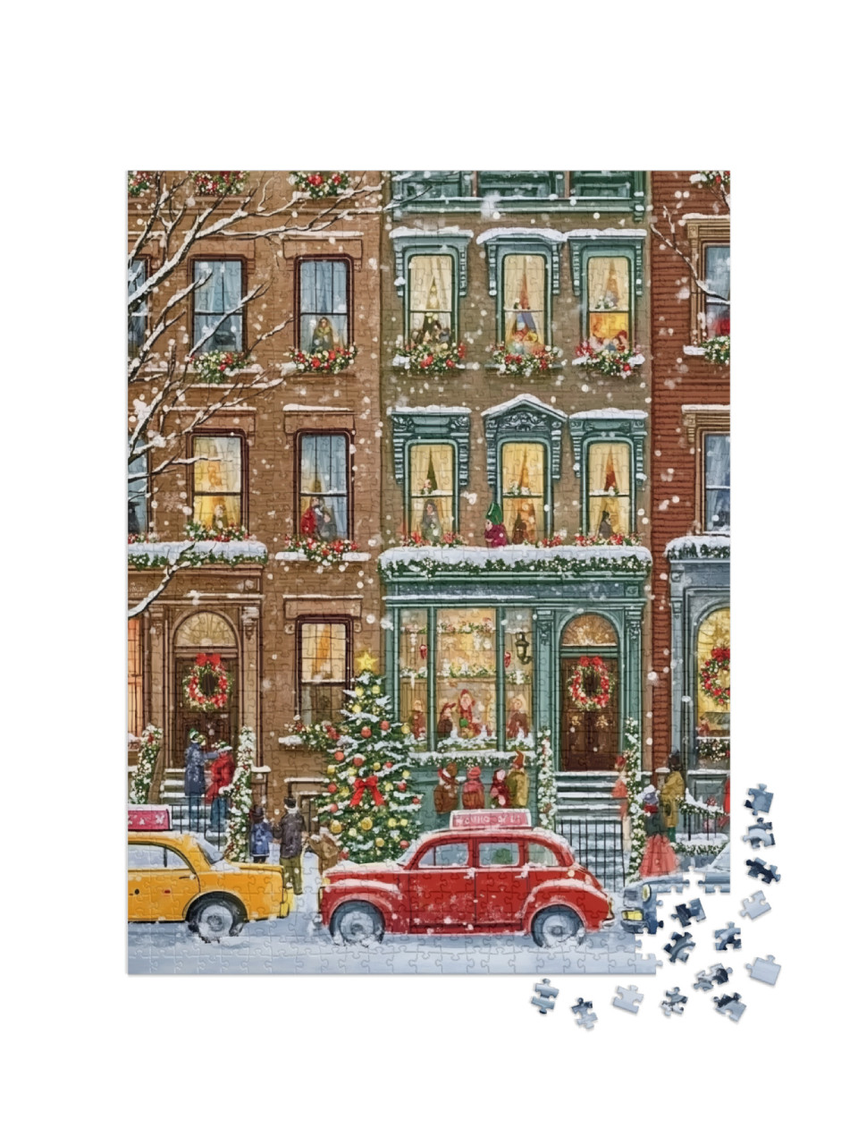 Puzzel 1000 stukjes „Maison de ville new-yorkaise décorée pour Noël“