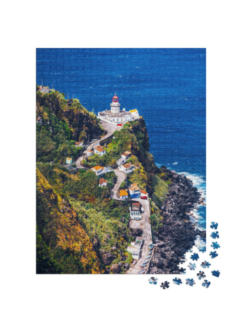 Puzzel 1000 stukjes „Vuurtoren op Ponta do Arnel, Azoren, Portugal“