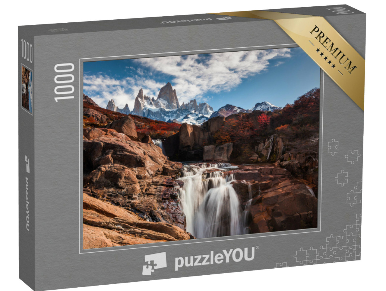Puzzel 1000 stukjes „Waterval op de berg Fitz Roy. Patagonië, Argentinië“