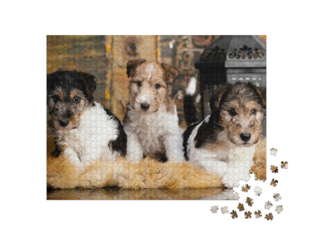 Puzzel 1000 stukjes „Schattige vos terrier puppy's“
