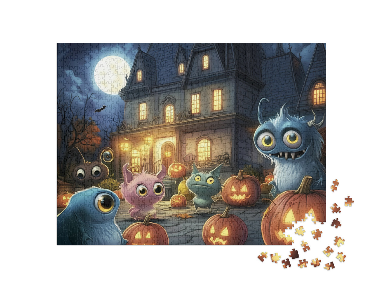 Puzzel 1000 stukjes „Monstervrienden op Halloween“