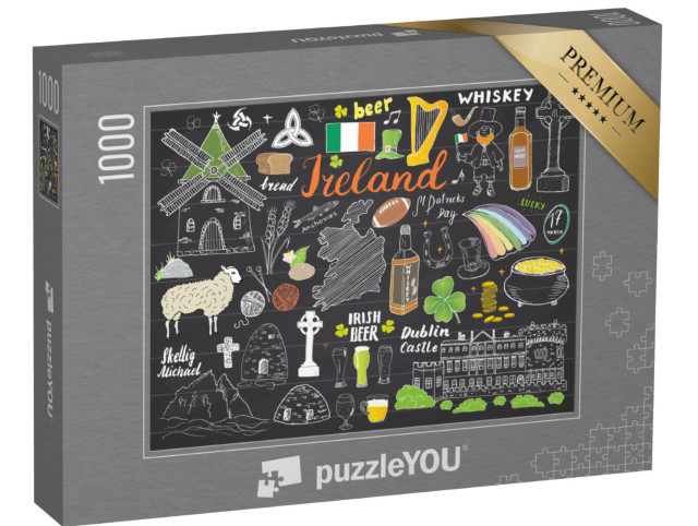 Puzzel 1000 stukjes „Ierland in getekende schetsen“